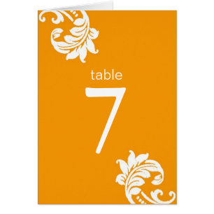 Orange Damask Table Seating Cards