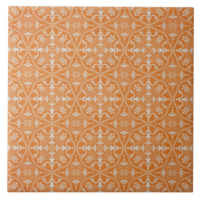 Orange Damask Tile (Front)