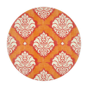 Orange damask wallpaper: floral seamless. cutting board