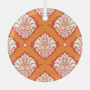 Orange damask wallpaper: floral seamless. glass tree decoration