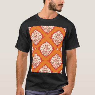 Orange damask wallpaper: floral seamless. T-Shirt