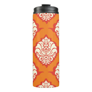 Orange damask wallpaper: floral seamless. thermal tumbler