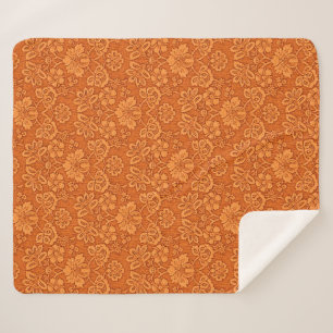 Orange Damask Wallpaper Pattern Sherpa Blanket