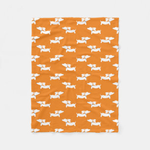 Orange Dancing Dachshunds Fleece Blanket Design