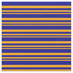 Orange & Dark Blue Coloured Lined Pattern Fabric