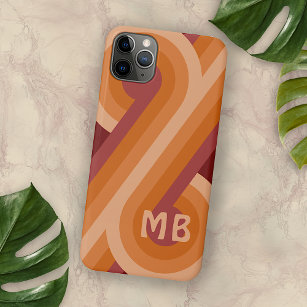 Orange Dark Maroon Red Midcentury Art Pattern Case-Mate iPhone Case