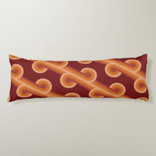 Orange Dark Maroon Red Retro Circles Art Pattern Body Cushion
