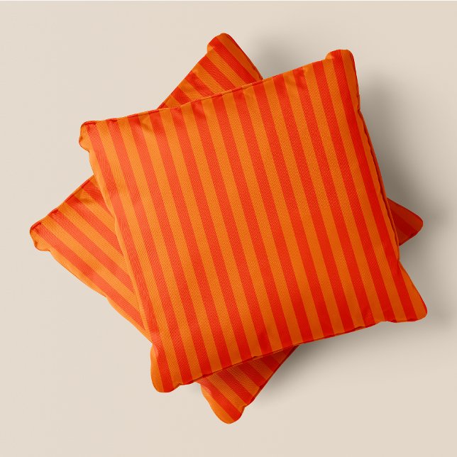 Orange & Dark Orange Stripes Cushion (Orange & Dark Orange Stripes Throw Pillow)