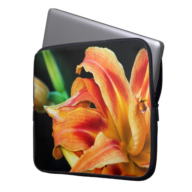 Orange Day Lily Flower Close Up Laptop Sleeve (Front Left)