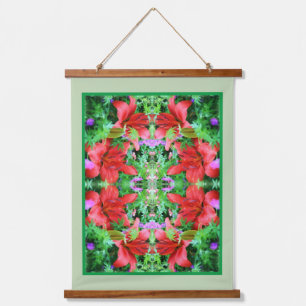 Orange Daylilies Abstract Flower Art   Hanging Tapestry