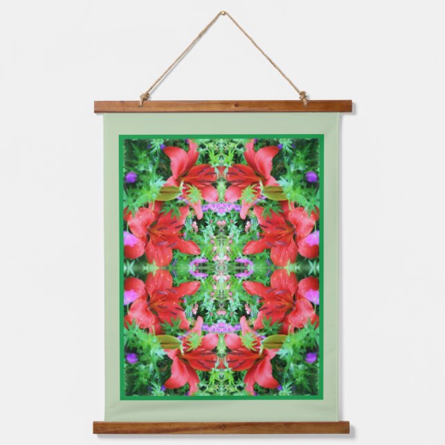 Orange Daylilies Abstract Flower Art   Hanging Tapestry (Front)
