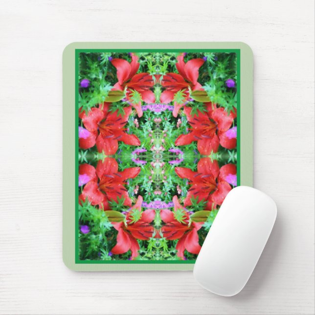 Orange Daylilies Abstract Flower Art   Mouse Pad (With Mouse)
