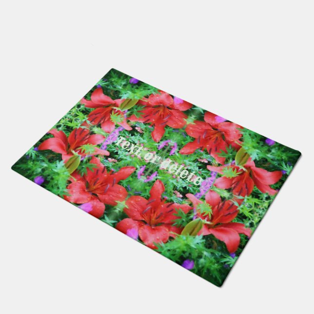 Orange Daylilies Abstract Flower Art Personalised Doormat (Angled)