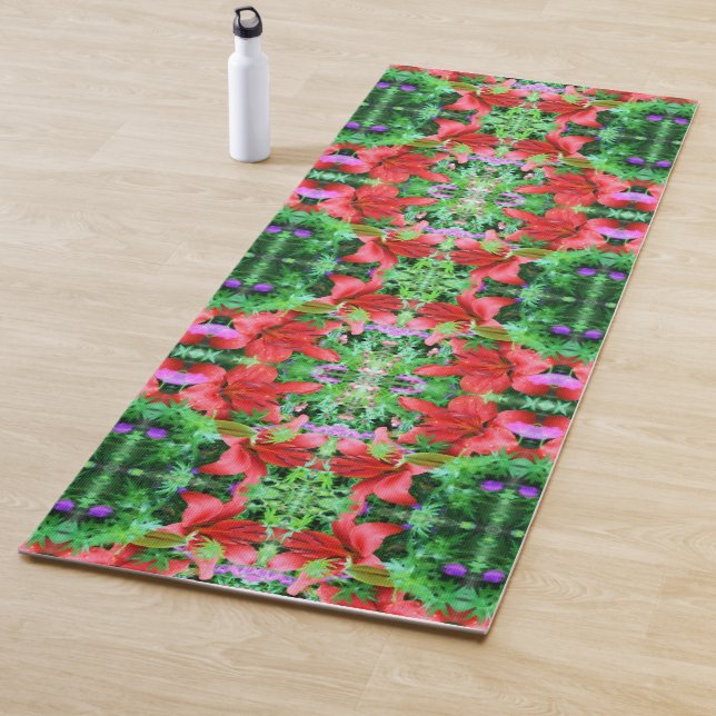 Orange Daylilies Abstract Flower Art   Yoga Mat (In Situ)