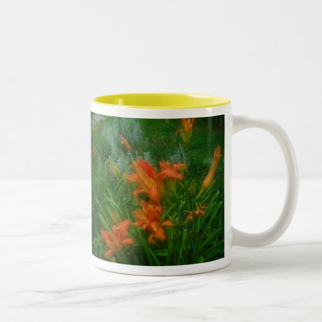 Orange daylilies Two-Tone coffee mug (Right)