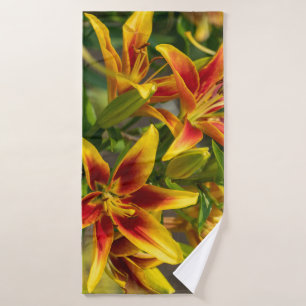 Orange Daylily Art, Canadian Photography Bath Towel Set