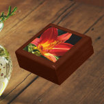 Orange Daylily Bloom Floral Gift Box<br><div class="desc">Store trinkets,  jewellery and other small keepsakes in this wooden gift box with ceramic tile that features the photo image of a bright,  orange Daylily bloom. A lovely,  floral design! Select your gift box size and colour.</div>