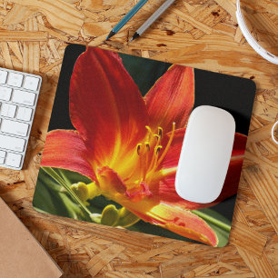 Orange Daylily Bloom Floral Mouse Pad
