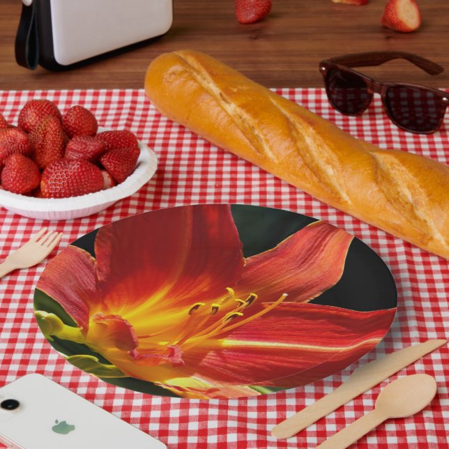 Orange Daylily Bloom Floral Paper Plate (Picnic)