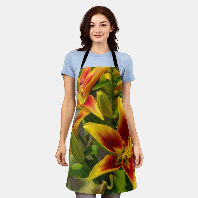 Orange Daylily Canadian Flower Photography Apron (Worn)