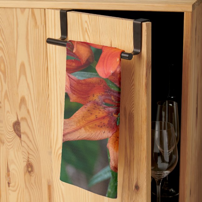 Orange Daylily Canadian Flower Photography Tea Towel (Thirds Fold)