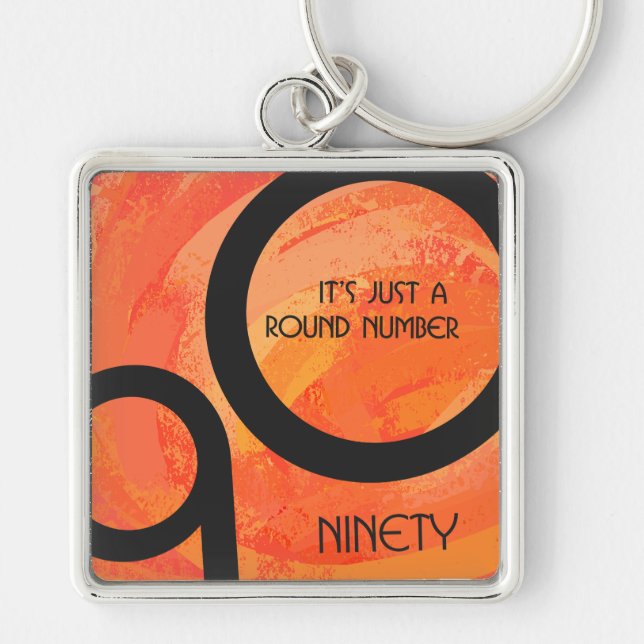 Orange Decade 90th Birthday Key Ring (Front)