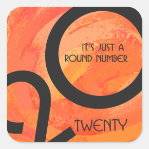 Orange Decade Birthdday Square Sticker