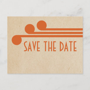Orange Deco Chic Save the Date Postcard