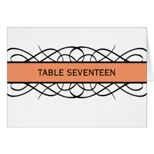 Orange Deco Flourish Table Number Card