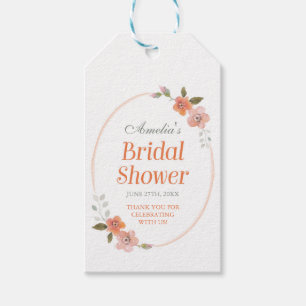 Orange Delicate Floral Bridal Shower Gift Tags