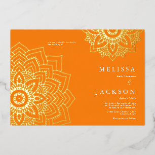 Orange Delicate gold mandala Wedding 