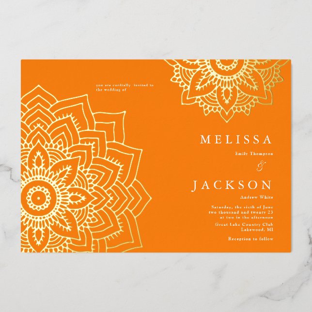 Orange Delicate gold mandala Wedding  (Front)