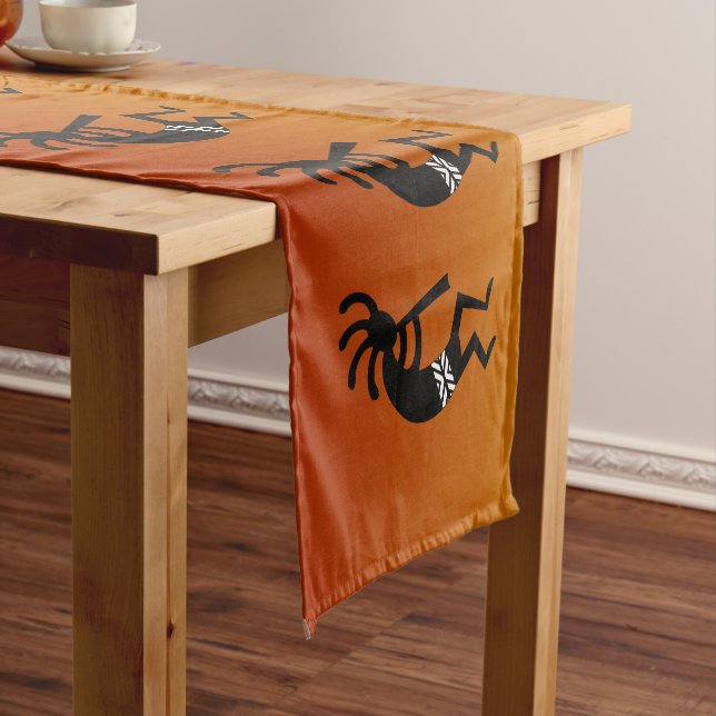 Orange Desert Sunset Kokopelli Southwest Short Table Runner (In Situ)