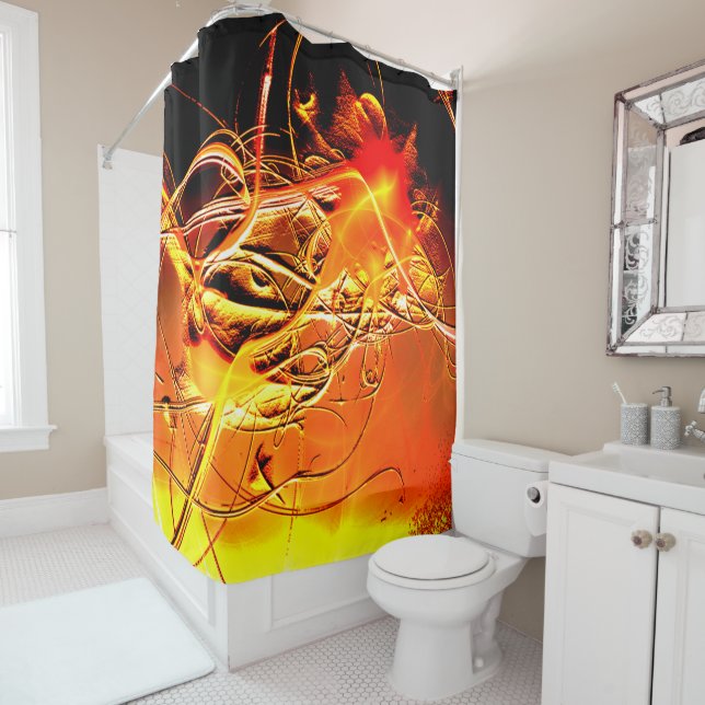 Orange Design Shower Curtain (In Situ)