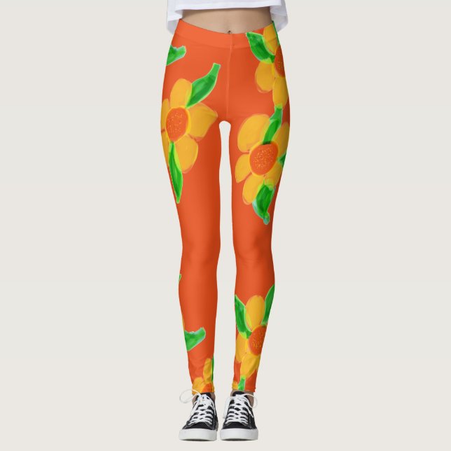Orange Designer Leggings (Front)