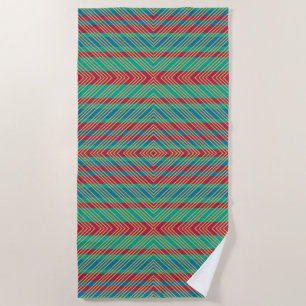Orange Diamond Blue Red Turquoise Pattern Beach Towel