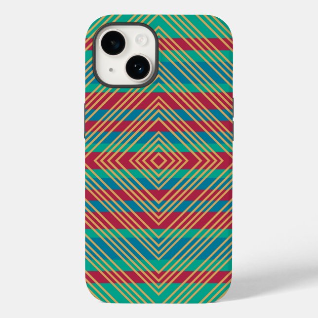 Orange Diamond Blue Red Turquoise Pattern Case-Mate iPhone Case (Back)