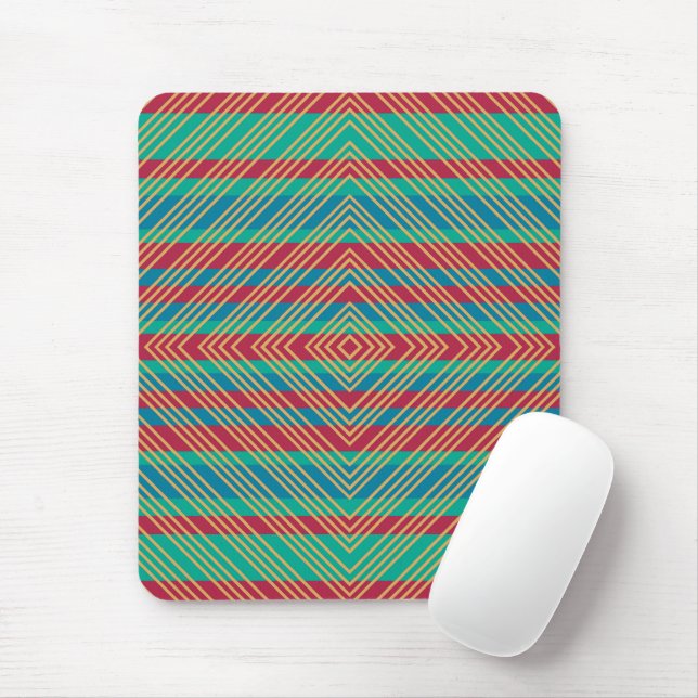 Orange Diamond Blue Red Turquoise Pattern  Mouse Pad (With Mouse)