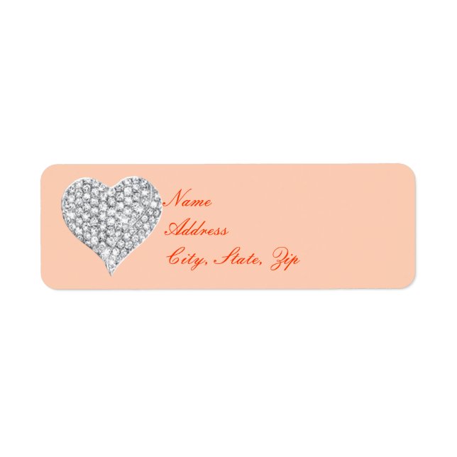 Orange Diamond Heart Address Labels (Front)