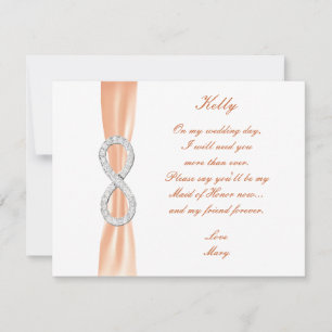 Orange Diamond Infinity Wedding Maid Of Honour Car Invitation