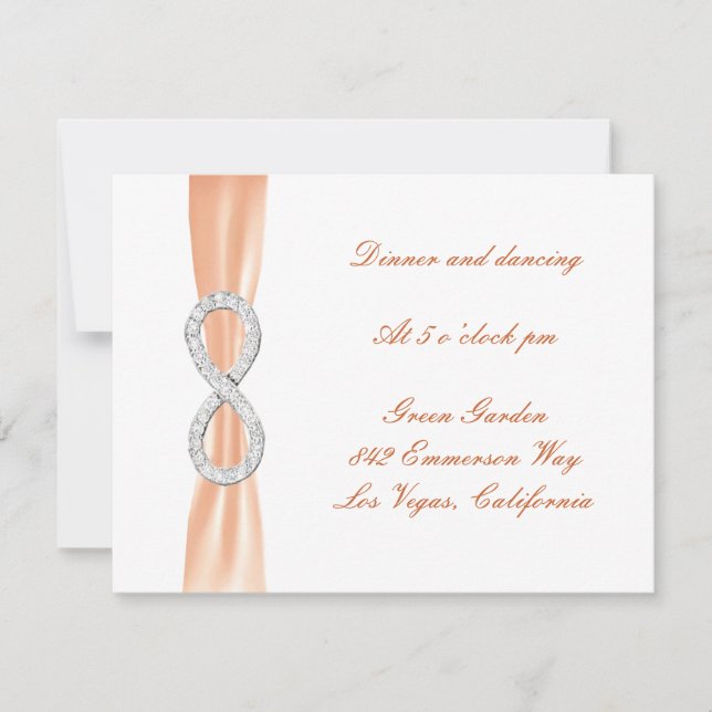 Orange Diamond Infinity Wedding Reception Card (Front)