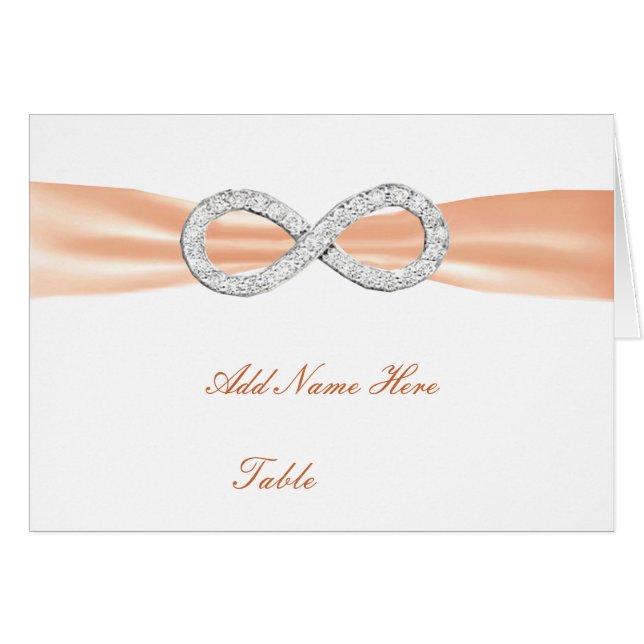 Orange Diamond Infinity Wedding Table Place Card (Front Horizontal)