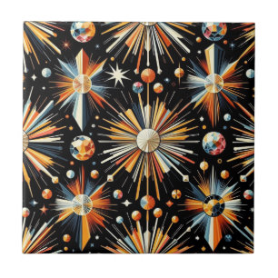 Orange Diamond Mid Century Modern  Ceramic Tile