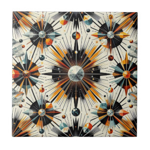 Orange Diamond Mid Century Modern Ceramic Tile