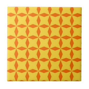 Orange Diamond Pattern Ceramic Tile