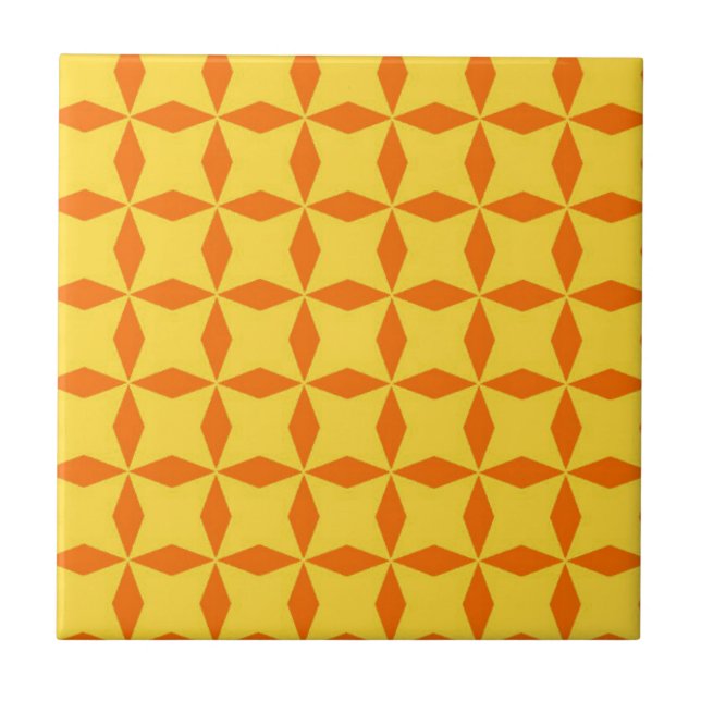 Orange Diamond Pattern Ceramic Tile (Front)