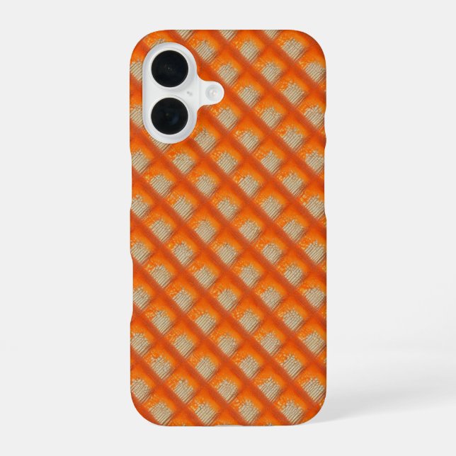 Orange Diamond Pattern iPhone 16 Case (Back)