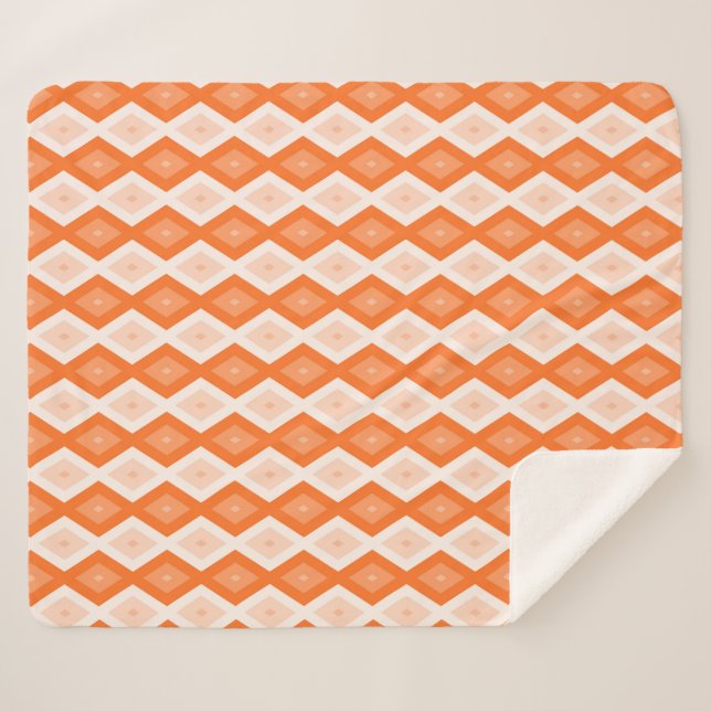 Orange diamond pattern sherpa blanket (Front (Horizontal))