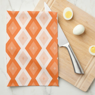 Orange diamond pattern tea towel