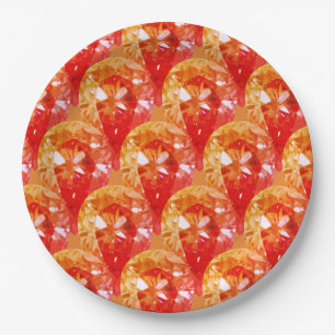 Orange Diamonds Bling Fancy  Halloween party Paper Plate